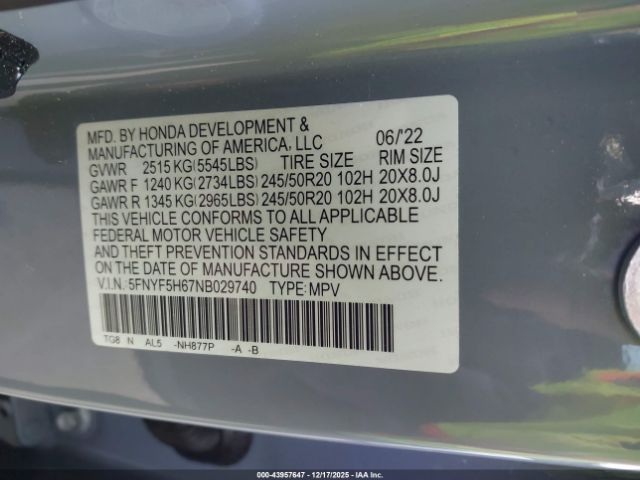 Honda Pilot 2wd Touring 7 Passenger Image 8